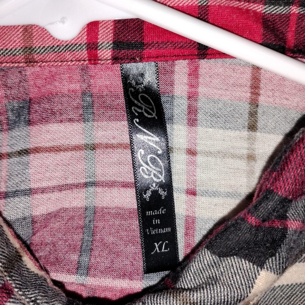 Red and Black Plaid Button-Up Shirt - Picture 2 of 3
